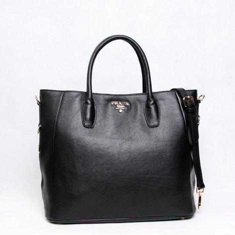 2014 Prada original grainy calfskin tote bag BN2537 black